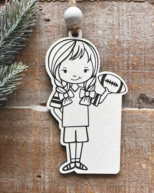 Digital download Cute Rugby Girl svg ornament file for Glowforge and laser cutters - SVG FILE ONLY